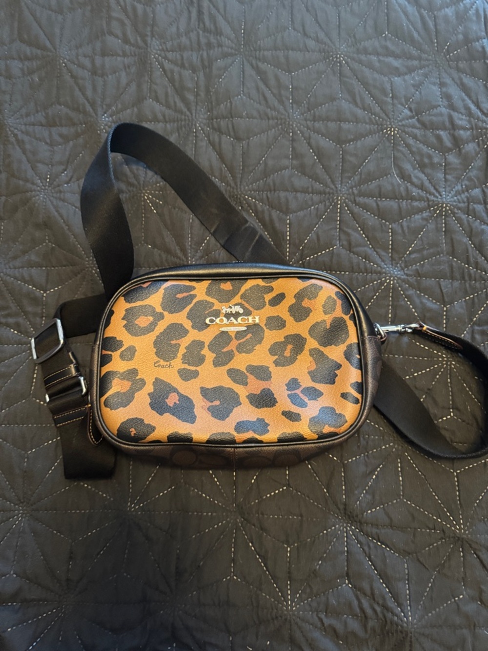 Coach Leopard Print Belt Bag in Tan and Black